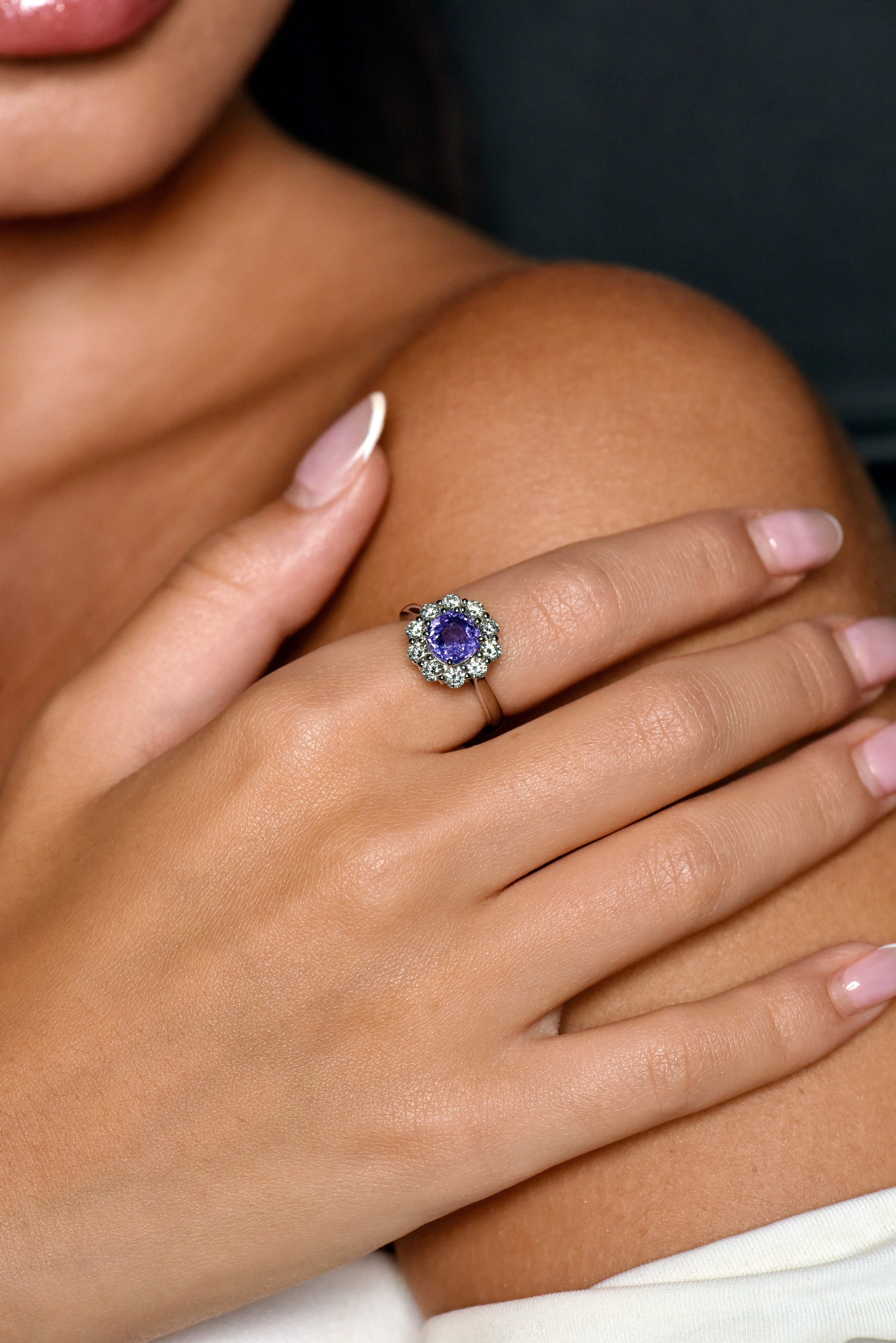 Purple Spinel & Diamonds Ring