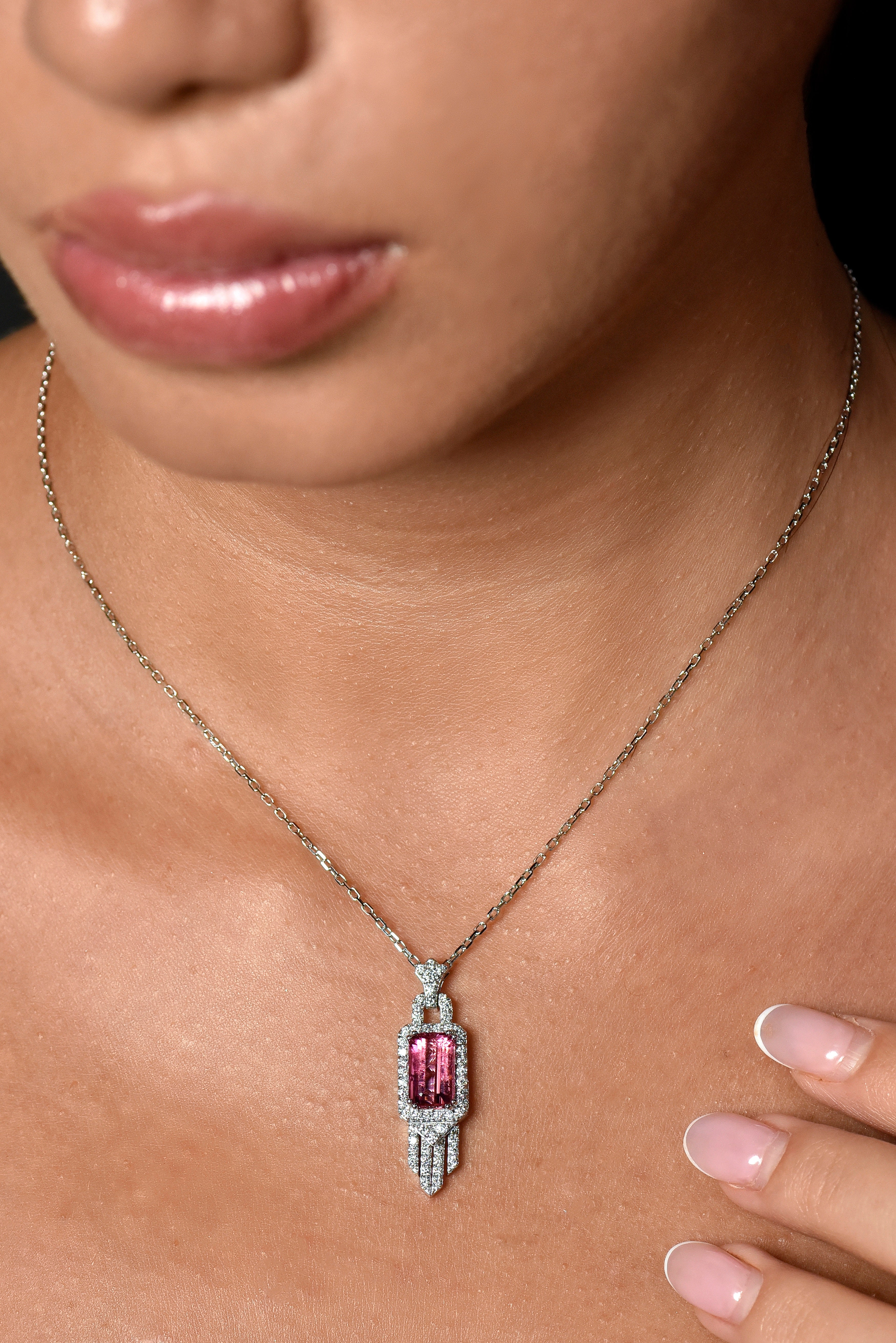 Rubellite & Diamonds Pendant