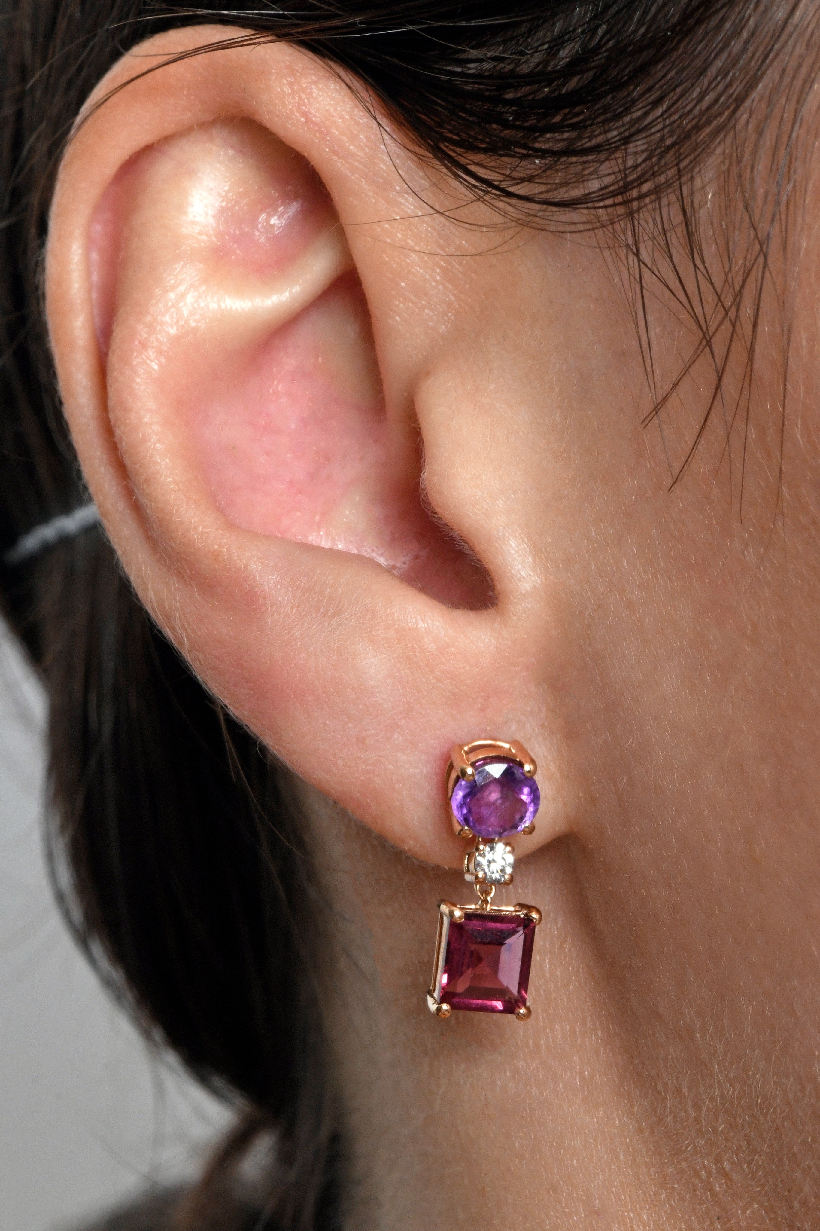 Amethyst & Garnet Earring