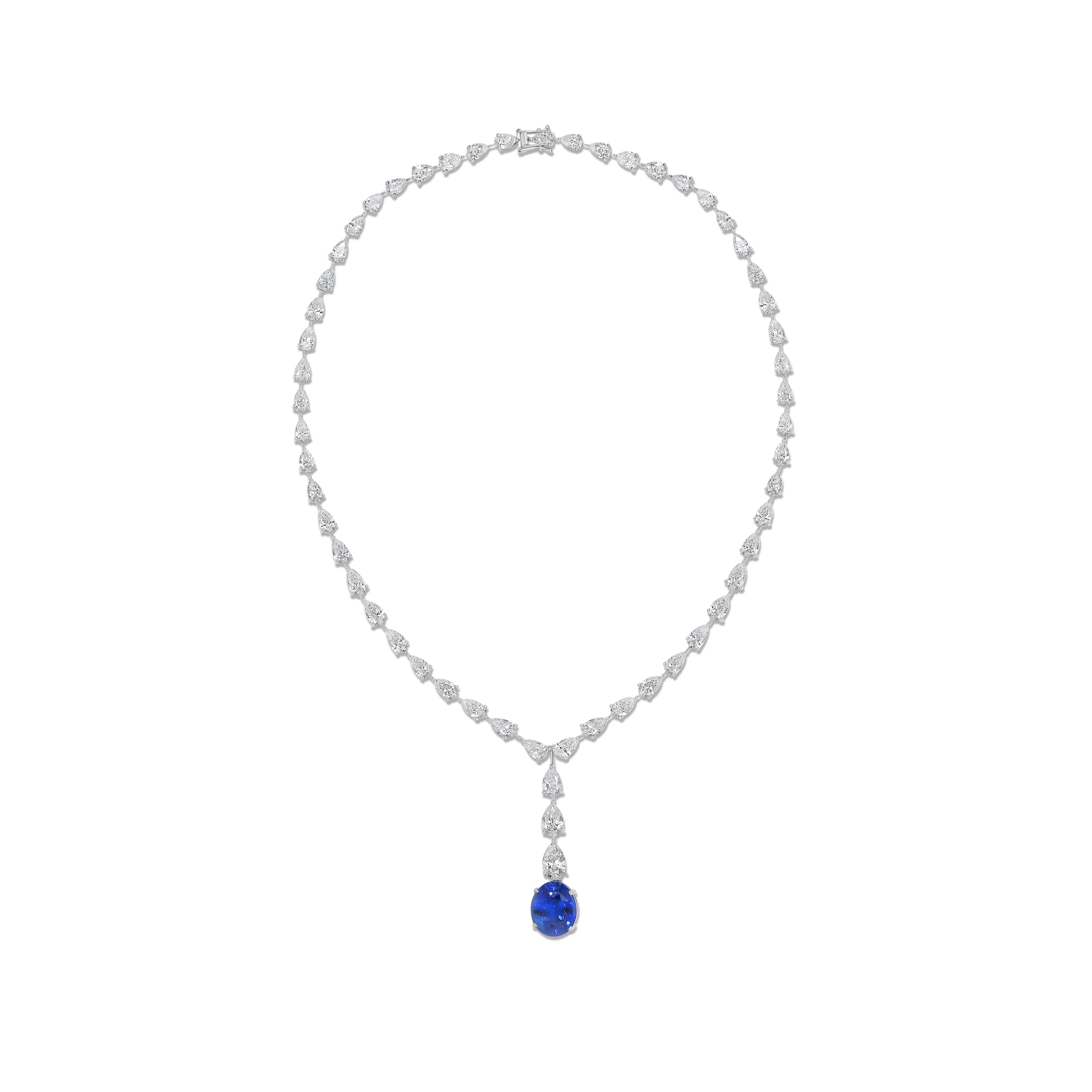 Blue Sapphire and Diamonds Necklace