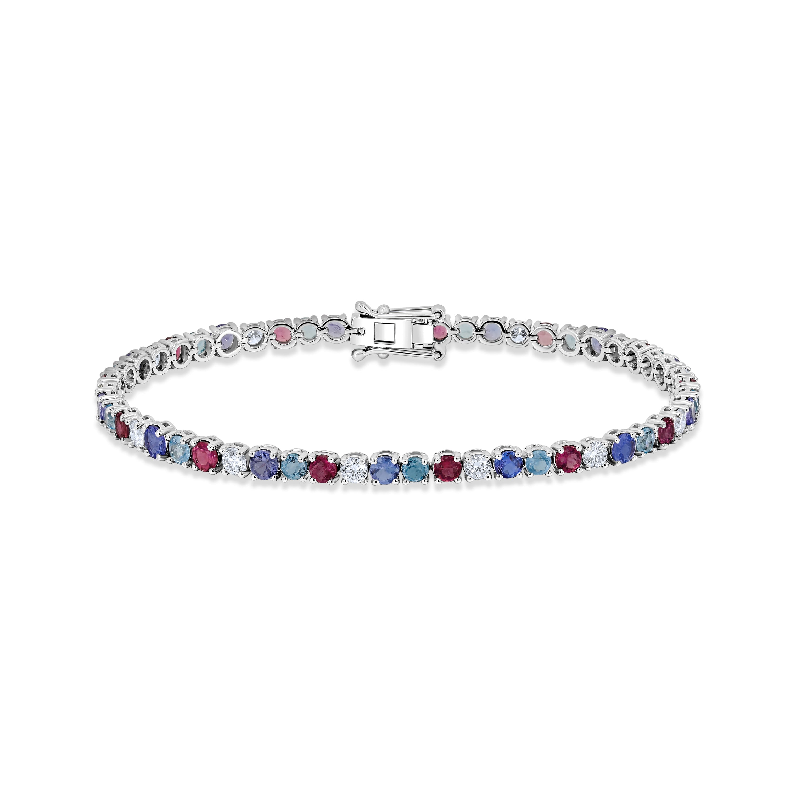 Tourmaline,Aquamarine & Tanzanite Tennis Bracelet